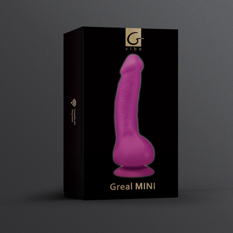 Gvibe Greal Mini - Мини-версия реалистичного вибратора из Bioskin, 18х3 см (фуксия)