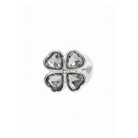 Серебряная анальная пробка с бриллиантовыми кристаллами в форме цветка -2,7 см.