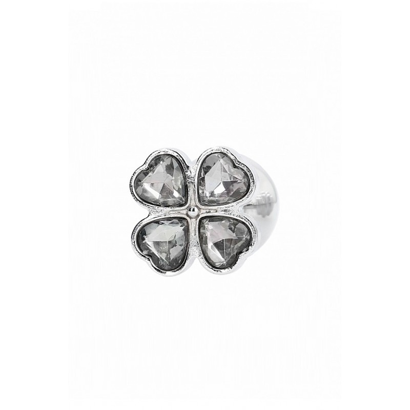 Серебряная анальная пробка с бриллиантовыми кристаллами в форме цветка -2,7 см.