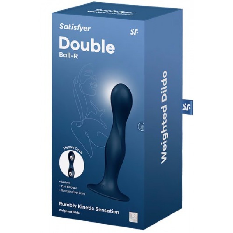 Фаллос Satisfyer Double Ball-R со смещенным центром тяжести синий 18 см