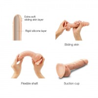 Реалистичный фаллоимитатор с подвижной кожей Strap-on-me SLIDING SKIN S на присоске, телесный