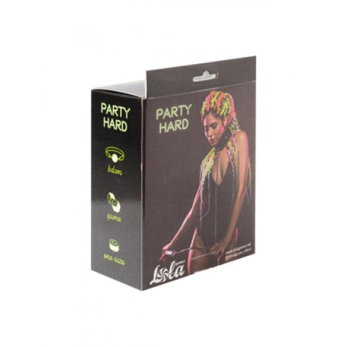 Lola Games Party Hard Fetish ошейник с цепью поводком, 54 см (чёрный)