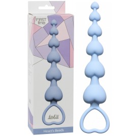 Силиконовая анальная цепочка Hearts Beads Blue