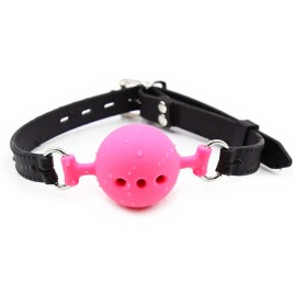 Дышащий кляп-шар из силикона Black-Pink S