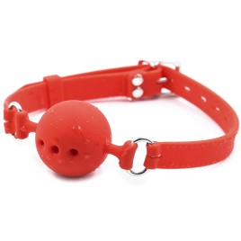 Силиконовый дышащий кляп-шар red S