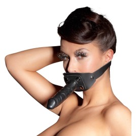 Кляп-страпон на кожаном ремне с латексными фаллосами Zado Fetish 13 см