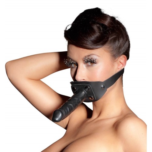 Кляп-страпон на кожаном ремне с латексными фаллосами Zado Fetish 13 см