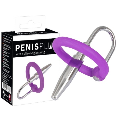Уретральный плаг с силиконовым кольцом под головку Penis Plug