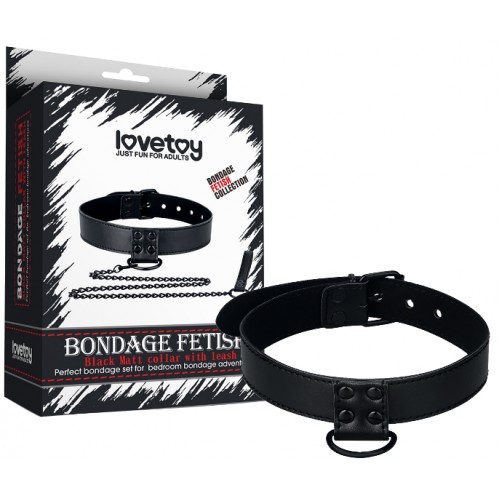 Изображение Lovetoy, Китай Черный матовый ошейник с поводком на цепи Bondage Fetish
