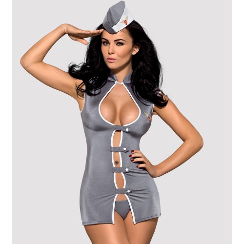 Костюм Горячая стюардесса серого цвета S/M