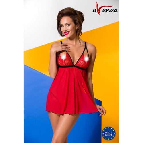 Эротическая красная сорочка с кружевными вставками Salome L/XL
