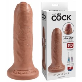 Необрезанный фаллоимитатор со съемной насадкой King Cock 6 in