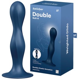 Фаллос Satisfyer Double Ball-R со смещенным центром тяжести синий 18 см