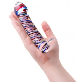 Ребристый фаллос из стекла Sexus Glass 17 см