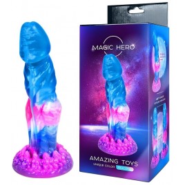 Разноцветный фаллос с ярко выраженной головкой Magic Hero 22 см
