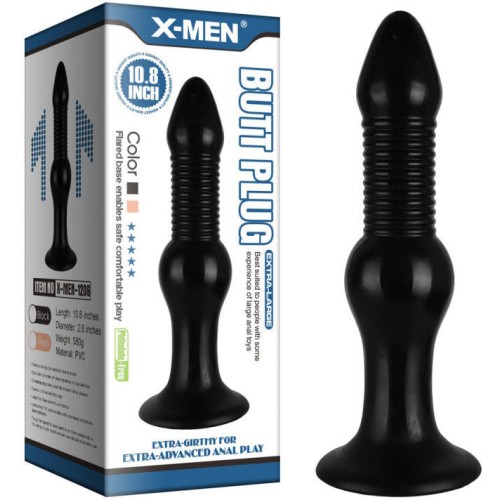 Фаллос с ребристым рельефом X-Men Butt Plug 28 см