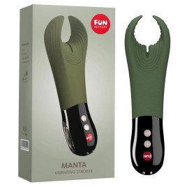 Уникальный мастурбатор с вибрацией Fun Factory Manta цвета хаки