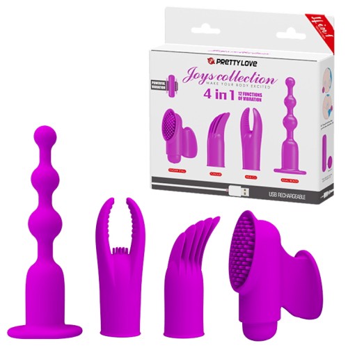 Набор насадок с перезаряжаемым вибростимулятором Joy Collection 4 in 1
