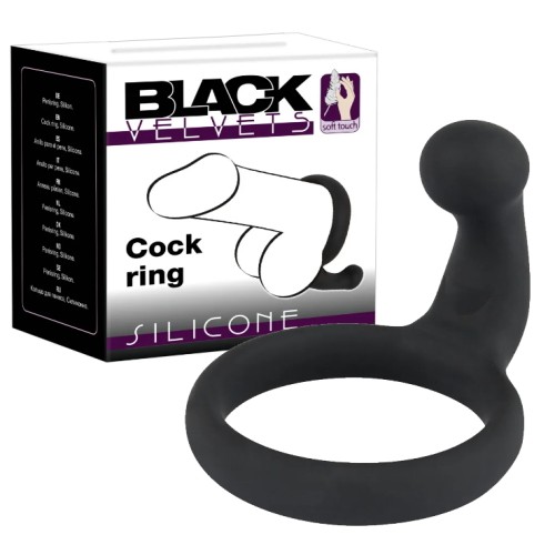 Эрекционное кольцо Black Velvets со стимулятором промежности