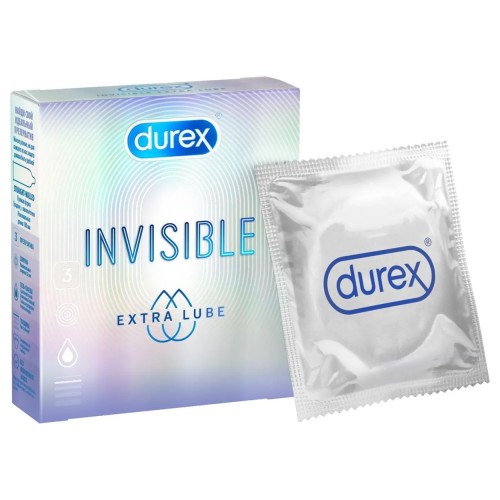Презервативы Durex №3 Invisible Extra Lube ультратонкие c дополнительной смазкой