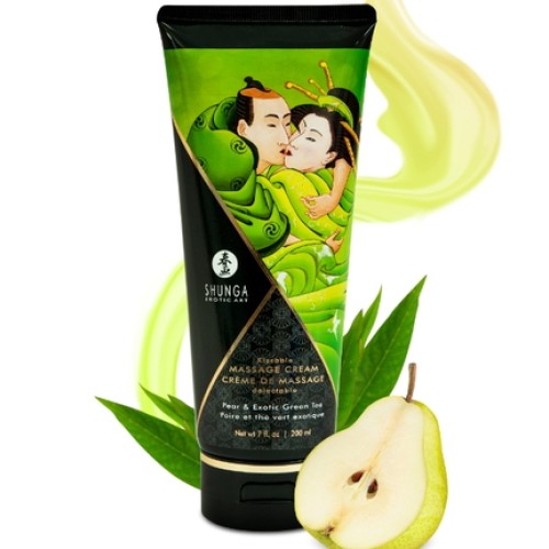 Съедобный массажный крем Shunga Pear & Exotic Green Tea со вкусом груши и зеленого чая 200 мл