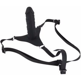 Черный страпон с трусиками Silicone Strap-On 17 см