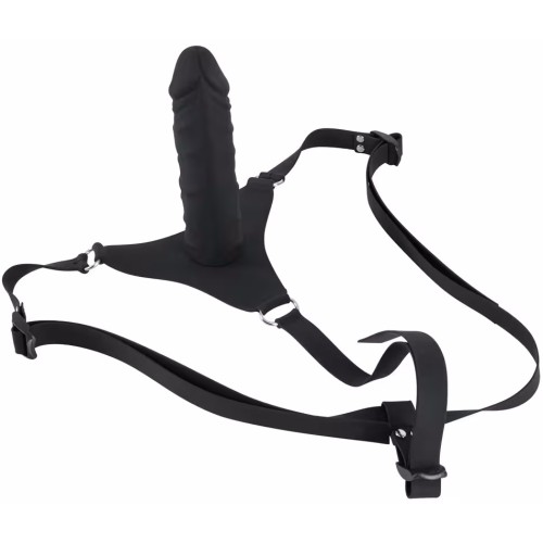 Черный страпон с трусиками Silicone Strap-On 17 см