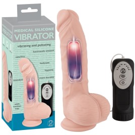 Реалистичный фаллос с пульсацией Medical Silicone 20 см