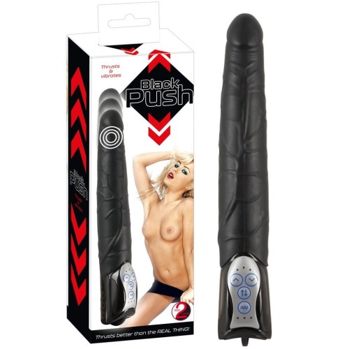 Черный реалистичный вибратор с поступательными движениями Push Thrusting Vibrator