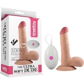 Реалистичный вибратор The Ultra Soft Dude с выносным пультом управления 18 см