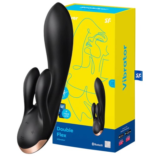 Смарт-вибратор с клиторальным стимулятором Satisfyer Double Flex Black