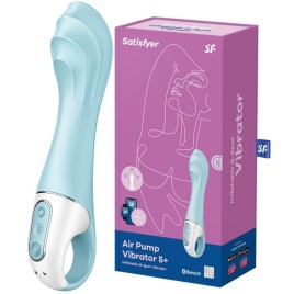 Расширяющийся смарт-вибратор с рельефной головкой Satisfyer Air Pump Vibrator 5+ голубой