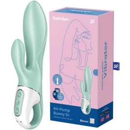Расширяющийся смарт-вибратор с клиторальным стимулятором Satisfyer Air Pump Bunny 5+ зеленый