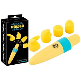Перезаряжаемый мини-стимулятор с вибрацией и сменными насадками Pocket Power Vibrator