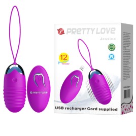 Ребристое виброяйцо с беспроводным пультом Pretty Love Jessica
