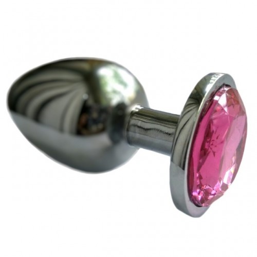Изображение  Анальная пробка из алюминия с кристаллом Silver Pink M