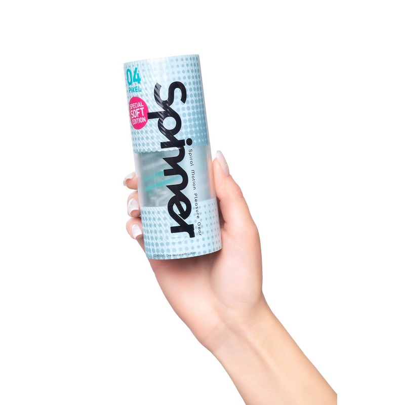 Нереалистичный мастурбатор TENGA SPINNER  PIXEL SPECIAL SOFT, TPE, голубой, 14 см