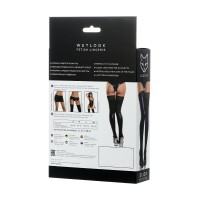 Чулки Glossy ELIZA из материала Wetlook со вставкой из кружева, черный, S