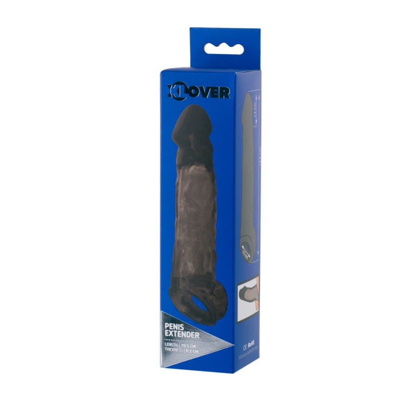 Насадка XLover by TOYFA, для увеличения размера, TPE, черная, 19.5 см