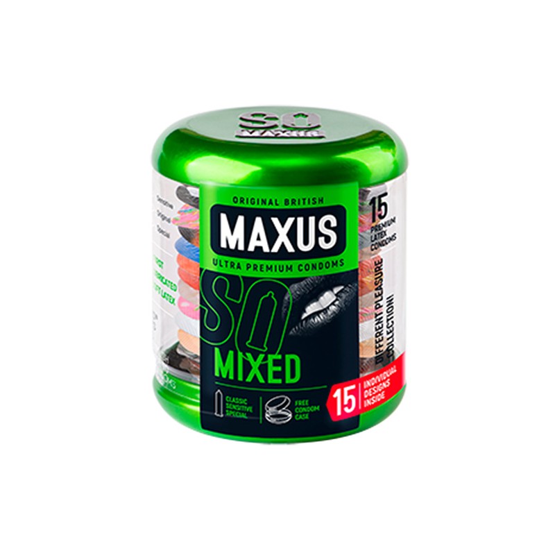 Презервативы Maxus, набор, латекс, железный кейс,15 шт.