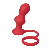 Анальная втулка Black & Red by TOYFA с эрекционным кольцом, силикон, красная, 10 см