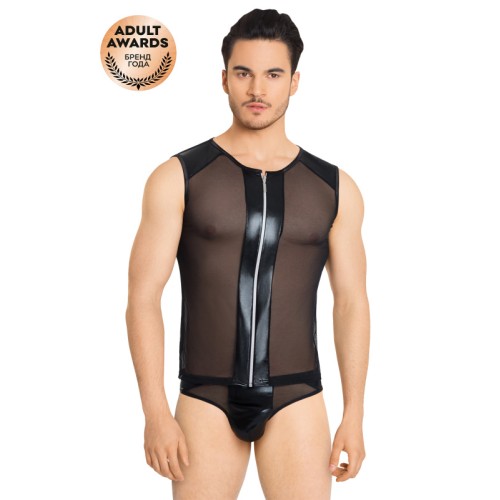 Костюм-сетка на замочке мужской SoftLine Collection (майка, трусы), черный, XL