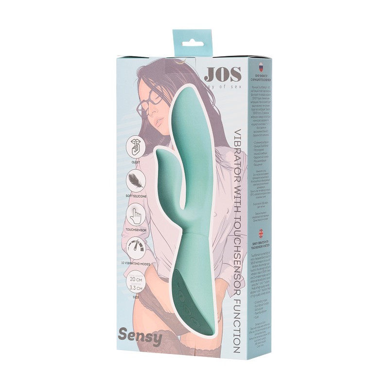 Вибратор с функцией TouchSensor JOS SENSY, силикон, голубой, 20 см