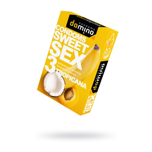 Презервативы Domino, sweet sex, латекс, тропические фрукты, 18 см, 5,2 см, 3 шт.