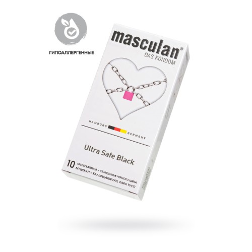 Презервативы Masculan, ultra 4, ультрапрочные, 19 см, 3,4 см, 10 шт.(Ultra Safe Black № 10)