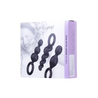 Набор анальных плагов Satisfyer Booty Call black 3 шт, силикон, чёрный, 13,5 см