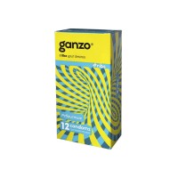 Презервативы Ganzo, ribs, латекс, ребристые, 18 см, 5,2 см, 12 шт.