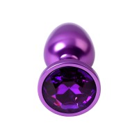 Анальная втулка, Metal by TOYFA, фиолетовая, с фиолетовым кристаллом, 7,2 см, Ø2,8 см, 50 г