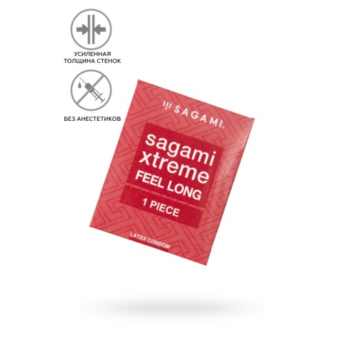 Презервативы Sagami, xtreme, feel long, латекс, 19 см, 5,2 см, 1 шт.