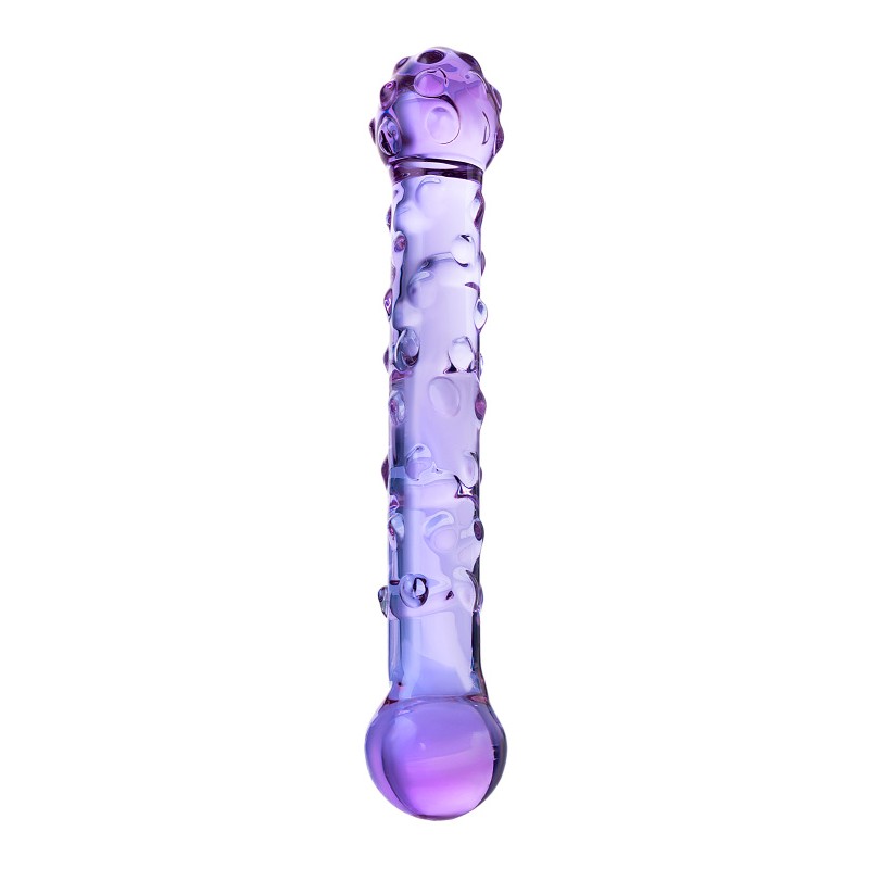 Двусторонний фаллоимитатор Sexus Glass, стекло, фиолетовый, 19,5 см